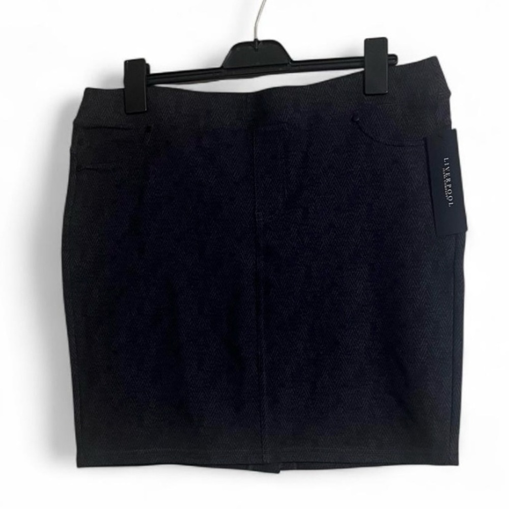 Liverpool Jean Co. Skirt Sz 14 Black/Gray Textured Casual Work Wear
